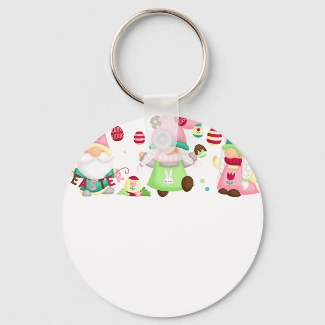 gnome easter, retro, vintage key ring (Front)
