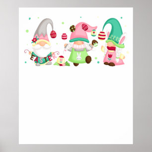 gnome easter, retro, vintage poster