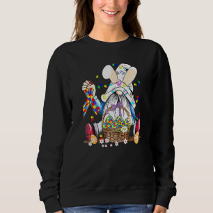 Gnome Egg Bunny Puzzle Ribbon Autism Awareness Eas Sweatshirt
