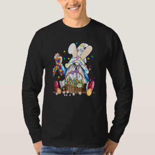 Gnome Egg Bunny Puzzle Ribbon Autism Awareness Eas T-Shirt