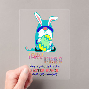 Gnome & Egg Happy Easter Brunch Acrylic Invitations