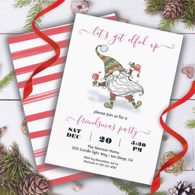 Gnome Elfed Up Friendsmas Christmas Holiday Party Invitation (Creator Uploaded)