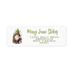 gnome envelope RETURN ADDRESS garden green