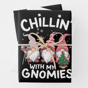Gnome Family Christmas Chillin With My Gnomies Wrapping Paper Sheet