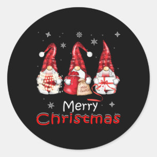 Gnome Family Christmas For Women Men Buffalo Plaid Classic Round Sticker