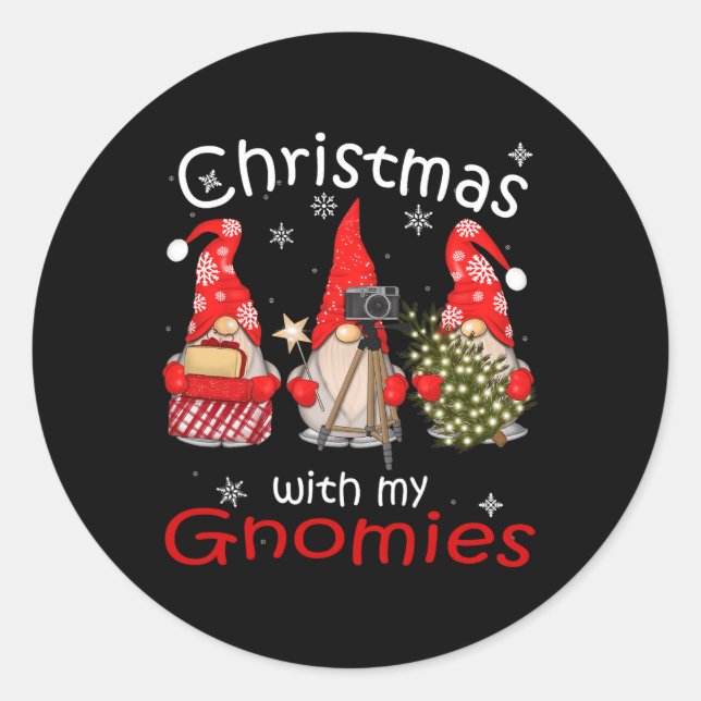 Gnome Family Christmas For Women Men - Gnomies Xma Classic Round Sticker (Front)