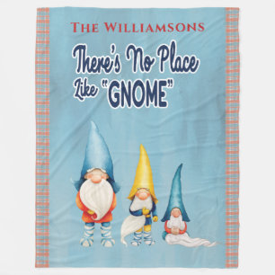 Gnome Family Monogram Funny Cute Fleece Blanket