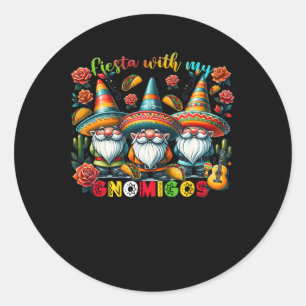 Gnome Fiesta With My Gnomigos Mexican Gnomes Cinco Classic Round Sticker