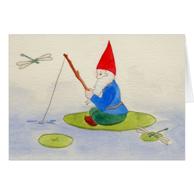 Gnome fishing on lilypad (Front Horizontal)