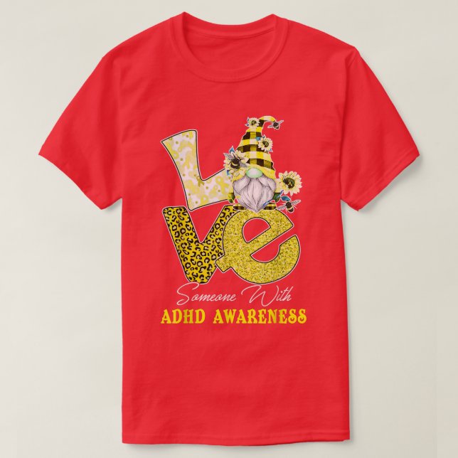 Gnome Flower Love Adhd Awareness  T-Shirt (Design Front)