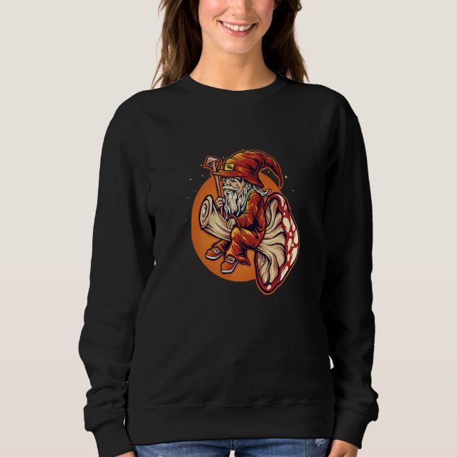 Gnome Flying a Magical Red Mushroom Premium Sweatshirt (Front)