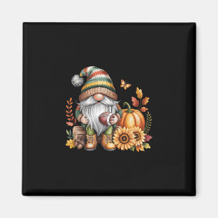 Gnome Footll Season Thanksgiving Fall Leaves Autum Magnet