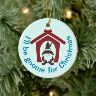 Gnome for Christmas Custom Colours Ceramic Tree Decoration