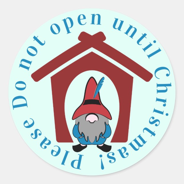 Gnome for Christmas Red Blue Classic Round Sticker (Front)