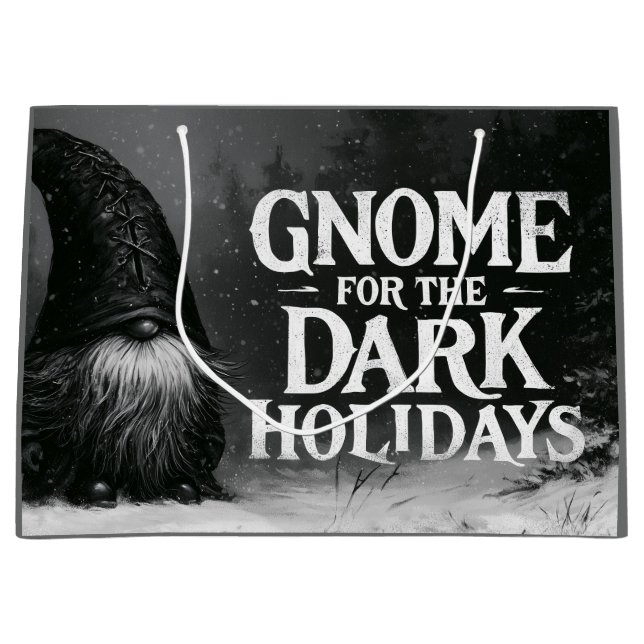 Gnome for the Dark Holidays Spooky Winter Design Large Gift Bag (Front)