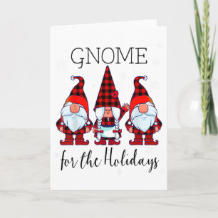 Gnome For The Holidays Buffalo Plaid 3 Gnomes Chri Card