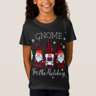 Gnome for the Holidays Buffalo Plaid 3 Gnomes Chri T-Shirt