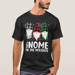 Gnome For The Holidays Buffalo Plaid Gnomes Christ T-Shirt