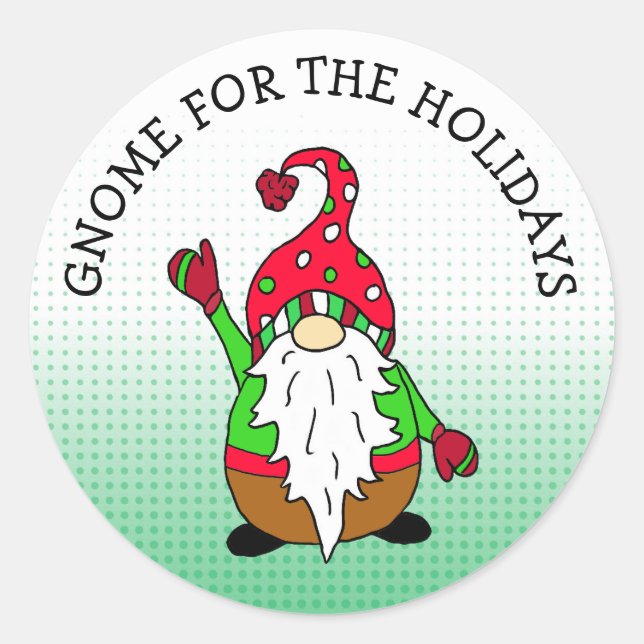 Gnome for the Holidays Christmas Classic Round Sticker (Front)