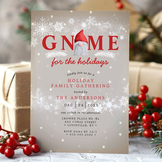 Gnome For The Holidays Christmas Family Gathering Invitation (Creator Uploaded)