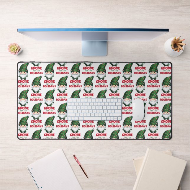 Gnome For The Holidays Funny & Adorable Christmas  Desk Mat (Office 1)