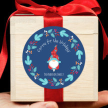 Gnome for the Holidays Modern Floral Wreath Blue