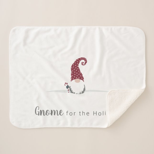Gnome for the Holidays Scandinavian design Sherpa Blanket (Front (Horizontal))