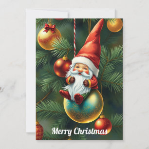 Gnome Funny Trendy Whimsical Fantasy No Photo  Holiday Card