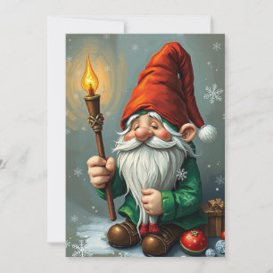 Gnome Funny Trendy Whimsical Fantasy No Photo  Holiday Card