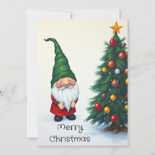Gnome Funny Trendy Whimsical Fantasy No Photo Holiday Card
