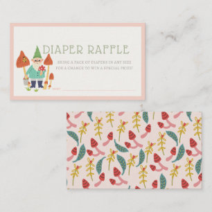 Gnome Garden Mushroom Pink Diaper Raffle Ticket Enclosure Card