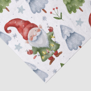 Gnome Gift Wrapping Tissue Paper White Watercolor