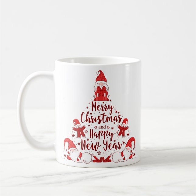 Gnome & Gingerbread Christmas Tree Coffee Mug (Left)
