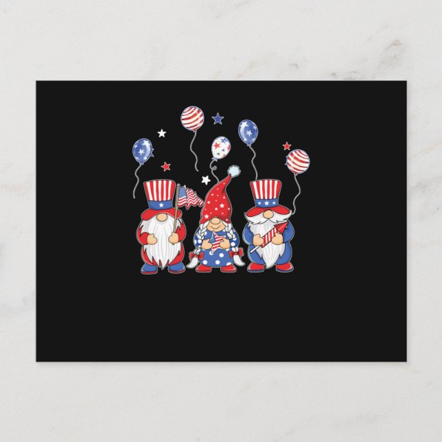 Gnome Gnomies Independence Day 4th Of July Postcard (Front)