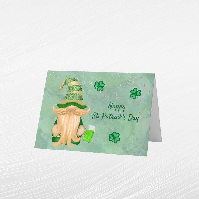 Gnome Gold Green Shamrock St Patricks Day Holiday Card (Creator Uploaded)