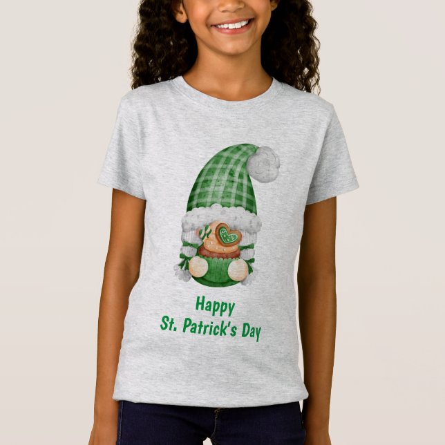 Gnome Green Cute Adorable St. Patrick's Day Girls T-Shirt (Front)