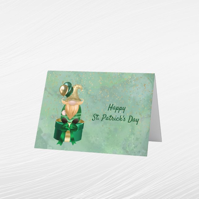 Gnome Green Gold Package St Patricks Day Holiday Card (Creator Uploaded)