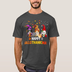 Gnome Halloween Happy HalloThanksMas Autumn Thanks T-Shirt