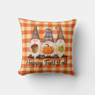 Gnome Happy Fall Y'all Home Decor Cushion