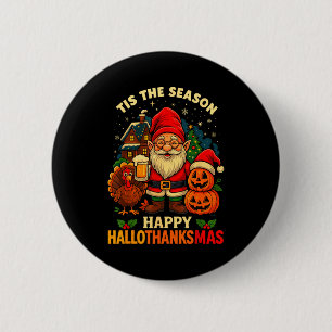 Gnome Happy Hallothanksmas Shirt Halloween Thanksg 6 Cm Round Badge