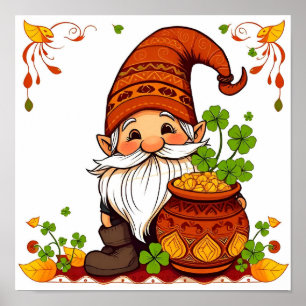 Gnome Happy St. Patrick's Day Shamrock Poster