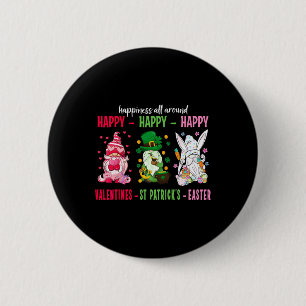 Gnome Happy Valentine St Patrick Easter Happiness 6 Cm Round Badge