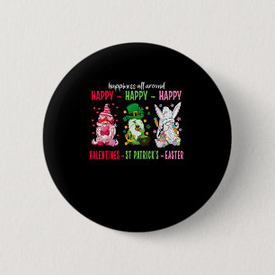Gnome Happy Valentine St Patrick Easter Happiness 6 Cm Round Badge