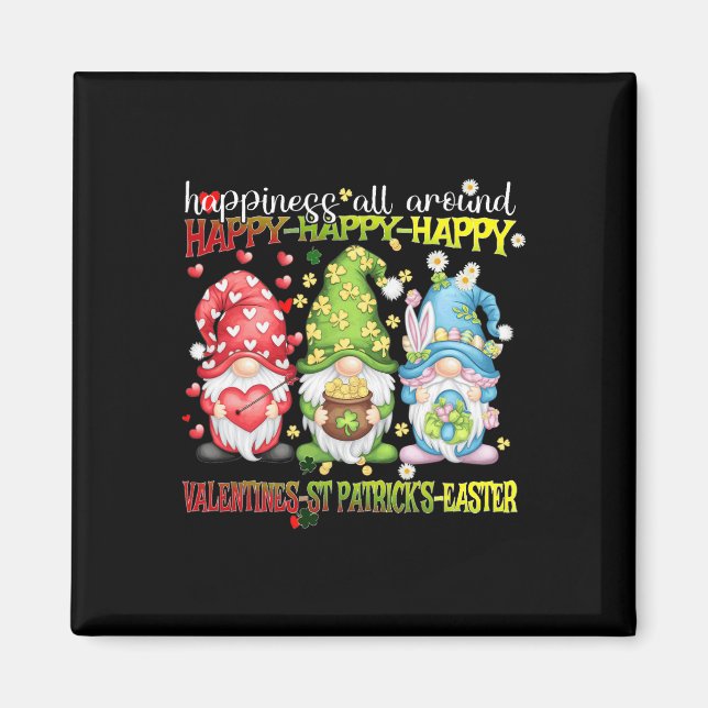 Gnome Happy Valentine St Patrick Easter Happiness  Magnet (Front)