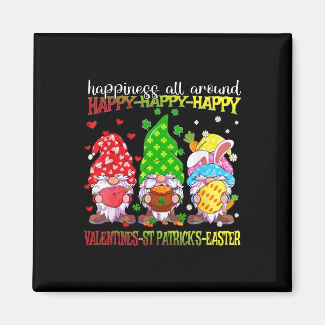 Gnome Happy Valentine St Patrick Easter Happiness  Magnet (Front)