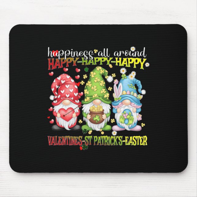 Gnome Happy Valentine St Patrick Easter Happiness  Mouse Pad (Front)