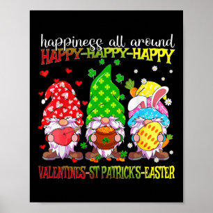 Gnome Happy Valentine St Patrick Easter Happiness Poster