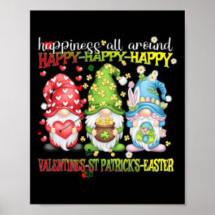 Gnome Happy Valentine St Patrick Easter Happiness Poster