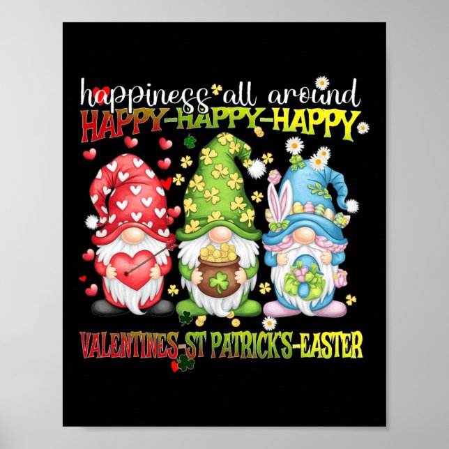 Gnome Happy Valentine St Patrick Easter Happiness  Poster (Front)