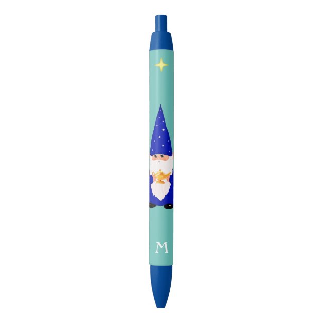 Gnome Holding a Magic Lamp & Monogram Black Ink Pe Black Ink Pen (Front Vertical)